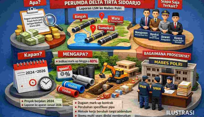 Proyek JDU Perumda Delta Tirta Disorot, LSM Laporkan Dugaan Kerugian Negara Rp16,9 Miliar ke Mabes Polri