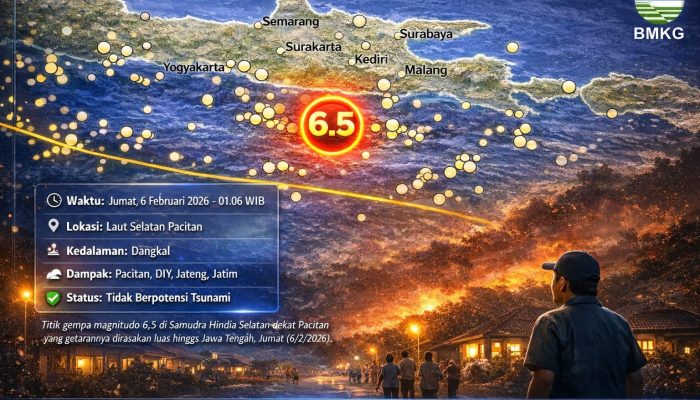 Gempa M 6,5 di Selatan Pacitan, Terasa hingga DIY dan Jawa Tengah