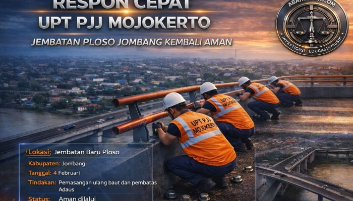 Respon Cepat UPT PJJ Mojokerto, Baut dan Tiang Pembatas Jembatan Ploso Jombang Dipasang Kembali