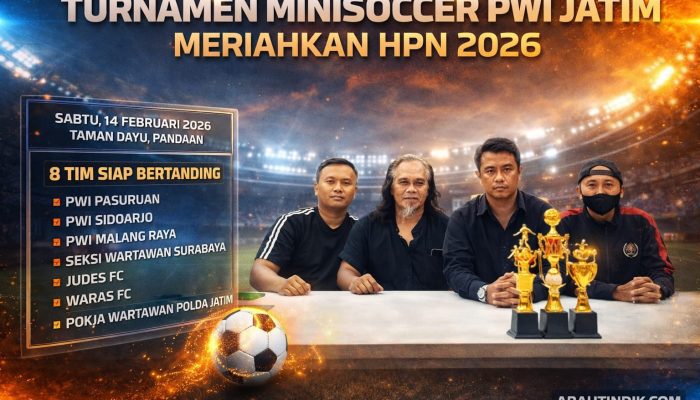 Meriahkan HPN 2026, PWI Jatim Gelar Turnamen Minisoccer Antarjurnalis di Pandaan