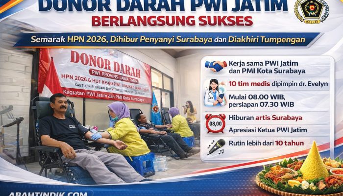 Donor Darah PWI Jatim Sukses, Semarak HPN 2026 di Surabaya