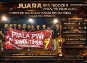 Judes FC Tumbangkan Pokja Polda Jatim, Juara Minisoccer Piala PWI Jatim 2026