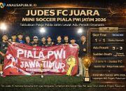Judes FC Tumbangkan Pokja Polda Jatim, Juara Minisoccer Piala PWI Jatim 2026