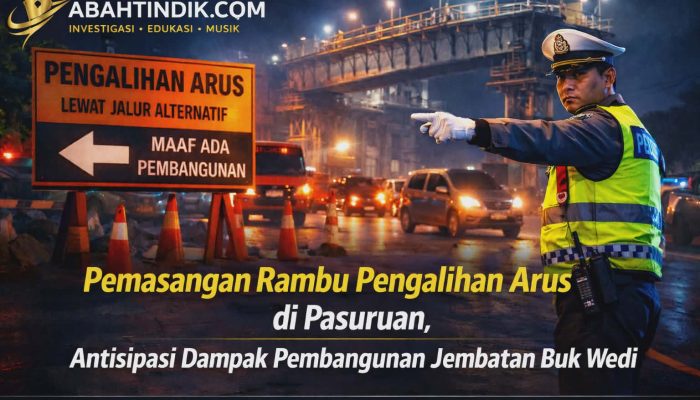 Pemasangan Rambu Pengalihan Arus di Pasuruan, Antisipasi Dampak Pembangunan Jembatan Buk Wedi