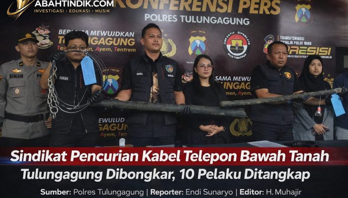 Polres Tulungagung Bongkar Sindikat Pencurian Kabel Telepon Bawah Tanah, 10 Pelaku Ditangkap