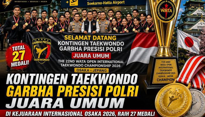 Kontingen Taekwondo Garbha Presisi Polri Juara Umum di Kejuaraan Internasional Osaka 2026, Raih 27 Medali