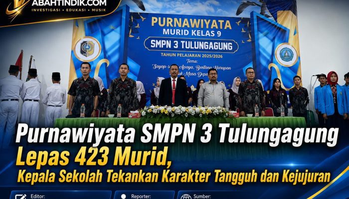 Purnawiyata SMPN 3 Tulungagung Lepas 423 Murid, Kepala Sekolah Tekankan Karakter Tangguh dan Kejujuran