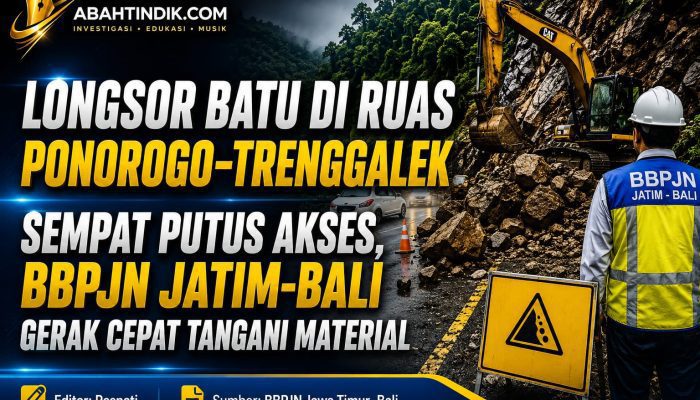 Longsor Batu di Ruas Ponorogo–Trenggalek Sempat Putus Akses, BBPJN Jatim-Bali Gerak Cepat Tangani Material