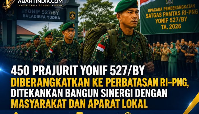 450 Prajurit Yonif 527/BY Diberangkatkan ke Perbatasan RI–PNG, Ditekankan Bangun Sinergi dengan Masyarakat dan Aparat Lokal