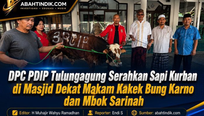 DPC PDIP Tulungagung Serahkan Sapi Kurban di Masjid Dekat Makam Kakek Bung Karno dan Mbok Sarinah
