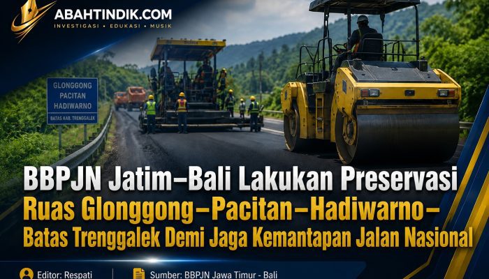 BBPJN Jatim–Bali Lakukan Preservasi Ruas Glonggong–Pacitan–Hadiwarno–Batas Trenggalek Demi Jaga Kemantapan Jalan Nasional