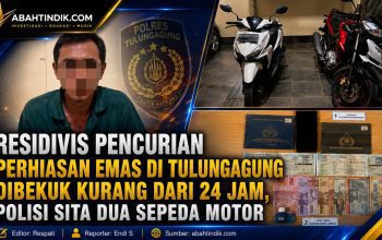 Residivis Pencurian Perhiasan Emas di Tulungagung Dibekuk Kurang dari 24 Jam, Polisi Sita Dua Sepeda Motor