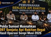 Polda Sumsel Musnahkan 397 Senjata Api Rakitan Ilegal Hasil Operasi Senpi Musi 2026