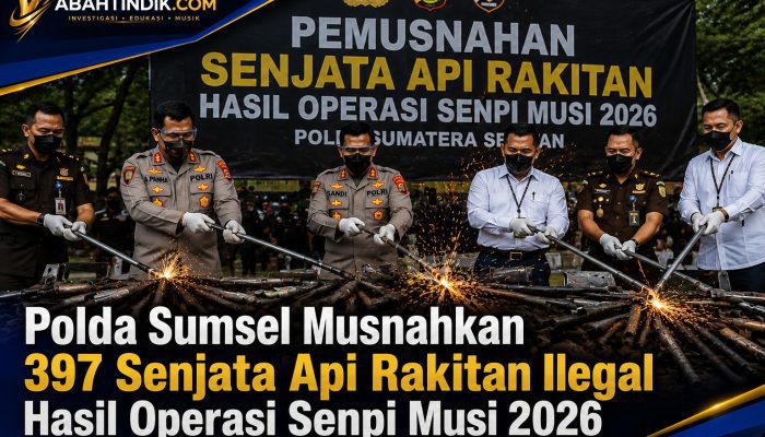 Polda Sumsel Musnahkan 397 Senjata Api Rakitan Ilegal Hasil Operasi Senpi Musi 2026