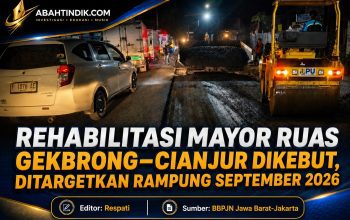 Rehabilitasi Mayor Ruas Gekbrong–Cianjur Dikebut, Ditargetkan Rampung September 2026