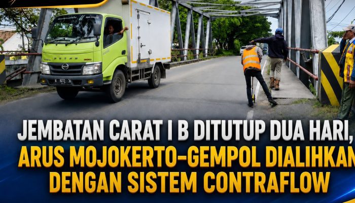 Jembatan Carat I B Ditutup Dua Hari, Arus Mojokerto–Gempol Dialihkan dengan Sistem Contraflow