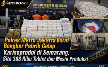 Polres Metro Jakarta Barat Bongkar Pabrik Gelap Karisoprodol di Semarang, Sita 308 Ribu Tablet dan Mesin Produksi