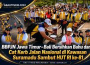 BBPJN Jawa Timur–Bali Bersihkan Bahu dan Cat Kerb Jalan Nasional di Kawasan Suramadu Sambut HUT RI ke-81