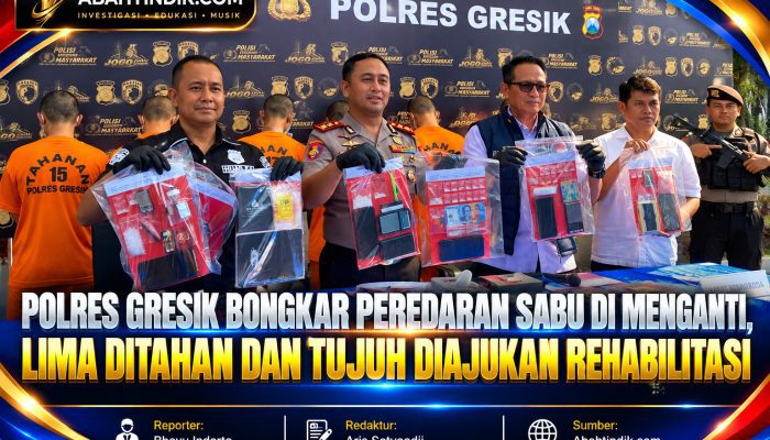 Polres Gresik Bongkar Peredaran Sabu di Menganti, Lima Ditahan dan Tujuh Diajukan Rehabilitasi