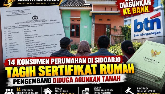 14 Konsumen Perumahan di Sidoarjo Tagih Sertifikat Rumah, Pengembang Diduga Agunkan Tanah