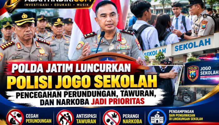 Polda Jatim Luncurkan Polisi Jogo Sekolah, Pencegahan Perundungan, Tawuran, dan Narkoba Jadi Prioritas